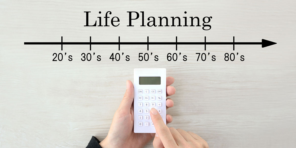 retirement income planning Graph showing Life planning from 20's- 80's